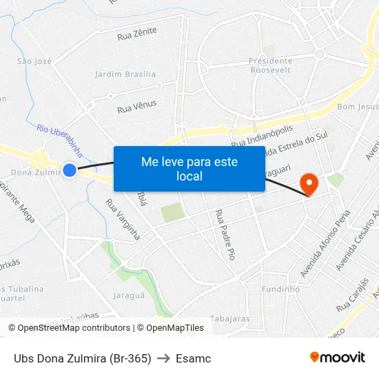 Ubs Dona Zulmira (Br-365) to Esamc map