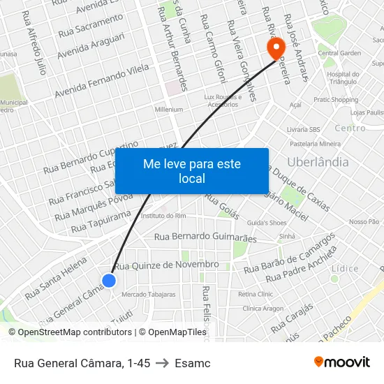 Rua General Câmara, 1-45 to Esamc map