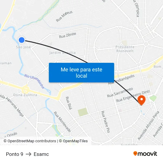Ponto 9 to Esamc map