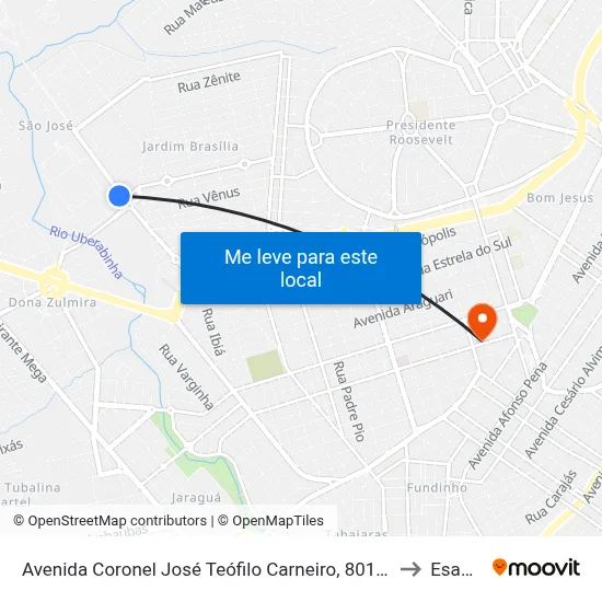 Avenida Coronel José Teófilo Carneiro, 801-929 to Esamc map