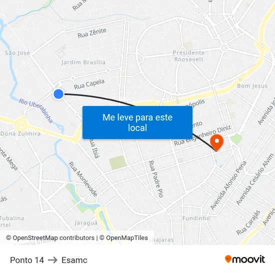 Ponto 14 to Esamc map