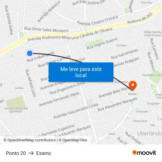 Ponto 20 to Esamc map