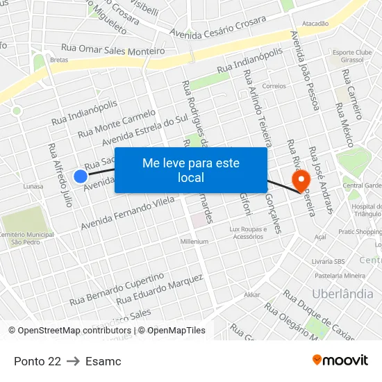 Ponto 22 to Esamc map