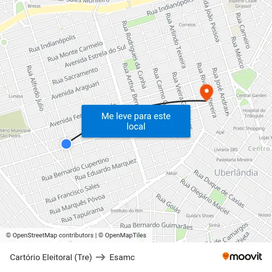 Cartório Eleitoral (Tre) to Esamc map