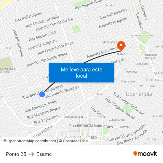 Ponto 25 to Esamc map