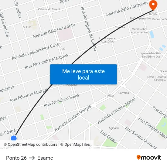 Ponto 26 to Esamc map