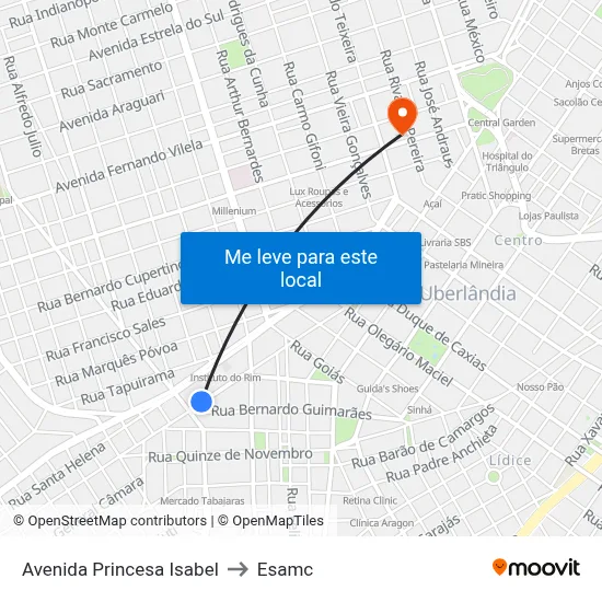 Avenida Princesa Isabel to Esamc map
