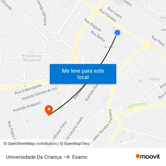 Universidade Da Criança to Esamc map
