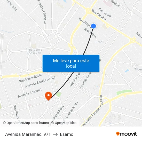 Avenida Maranhão, 971 to Esamc map