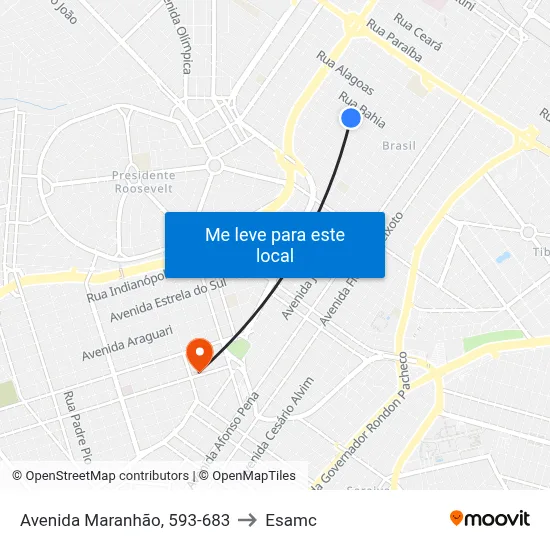 Avenida Maranhão, 593-683 to Esamc map