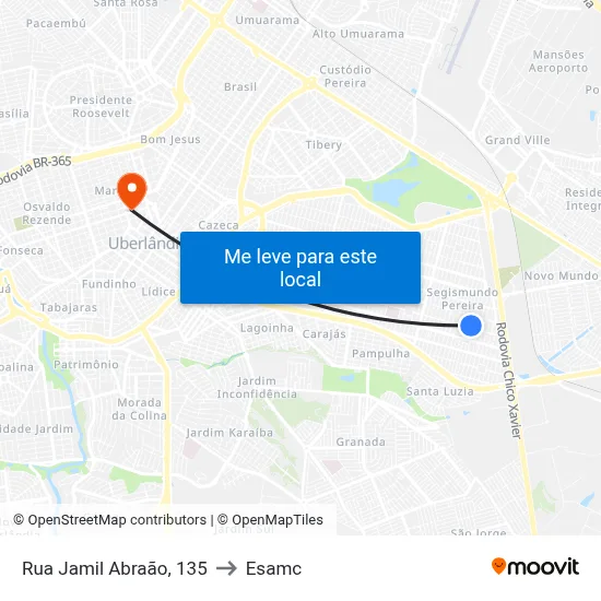 Rua Jamil Abraão, 135 to Esamc map