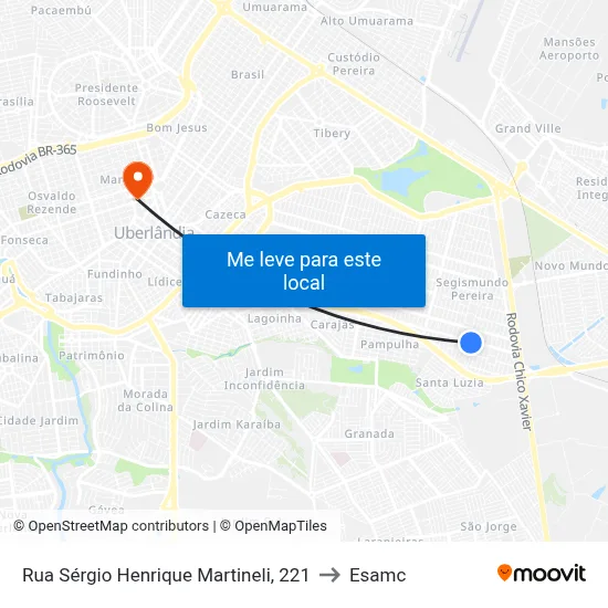 Rua Sérgio Henrique Martineli, 221 to Esamc map