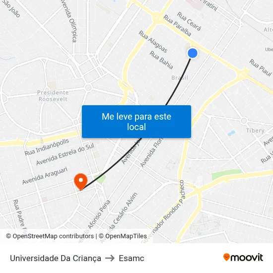 Universidade Da Criança to Esamc map