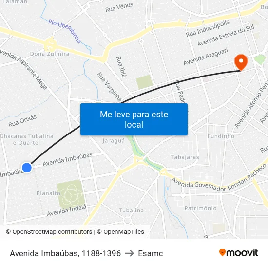 Avenida Imbaúbas, 1188-1396 to Esamc map