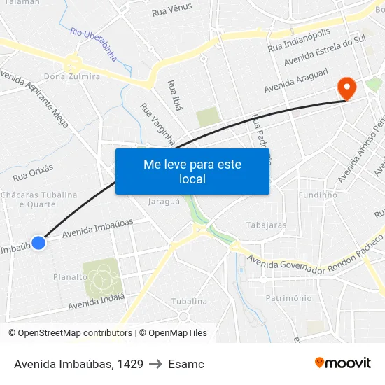 Avenida Imbaúbas, 1429 to Esamc map