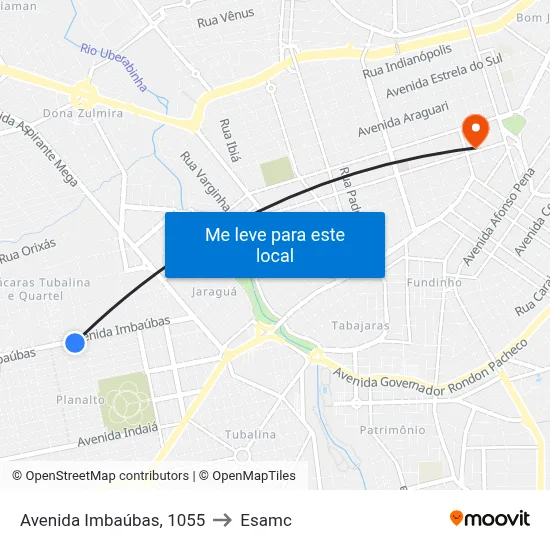 Avenida Imbaúbas, 1055 to Esamc map