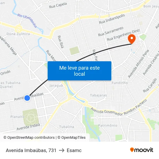 Avenida Imbaúbas, 731 to Esamc map