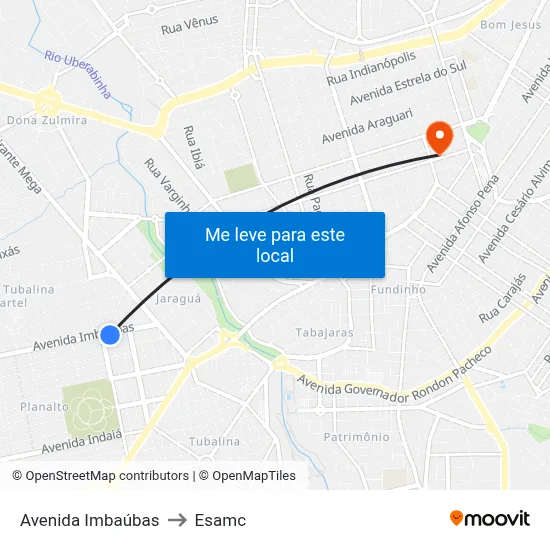 Avenida Imbaúbas to Esamc map