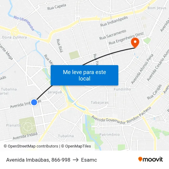 Avenida Imbaúbas, 866-998 to Esamc map
