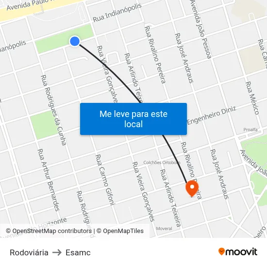 Rodoviária to Esamc map