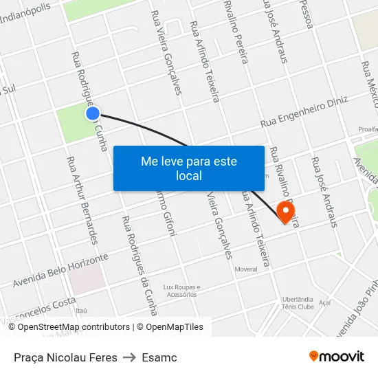 Praça Nicolau Feres to Esamc map