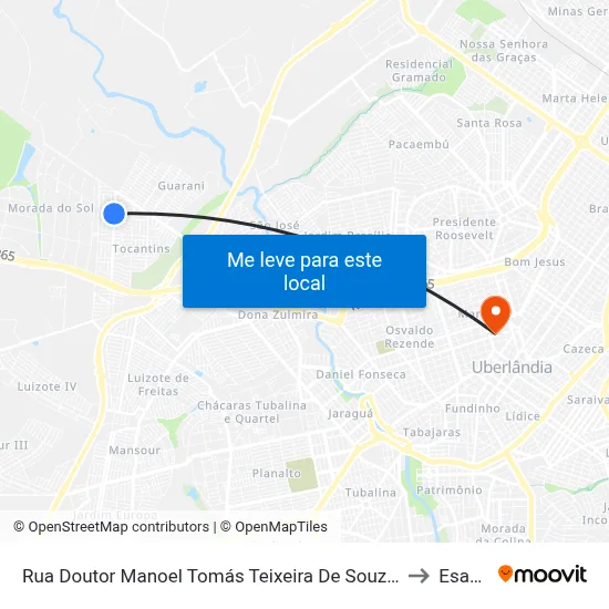 Rua Doutor Manoel Tomás Teixeira De Souza, 1123 to Esamc map