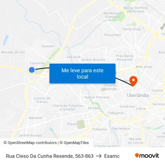 Rua Cleso Da Cunha Resende, 563-863 to Esamc map