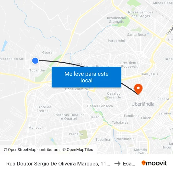 Rua Doutor Sérgio De Oliveira Marquês, 1133 to Esamc map