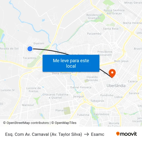 Esq. Com Av. Carnaval (Av. Taylor Silva) to Esamc map