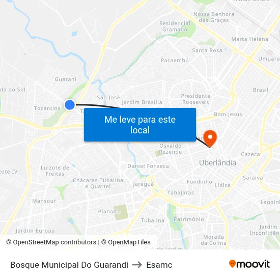 Bosque Municipal Do Guarandi to Esamc map