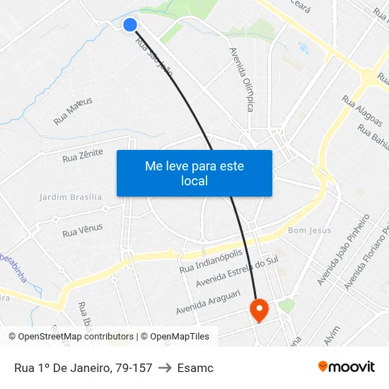Rua 1º De Janeiro, 79-157 to Esamc map