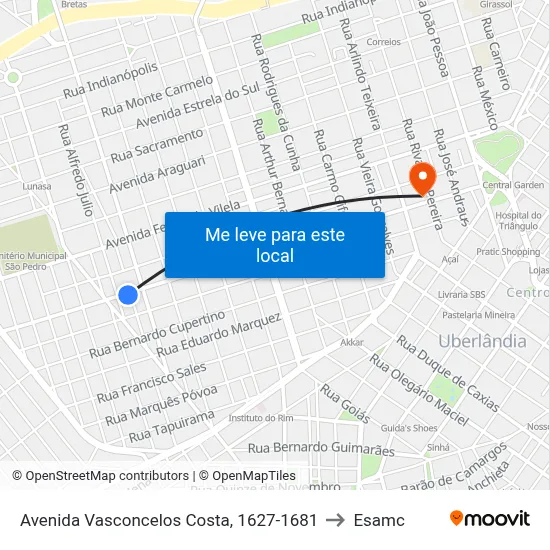 Avenida Vasconcelos Costa, 1627-1681 to Esamc map