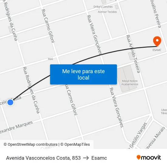 Avenida Vasconcelos Costa, 853 to Esamc map