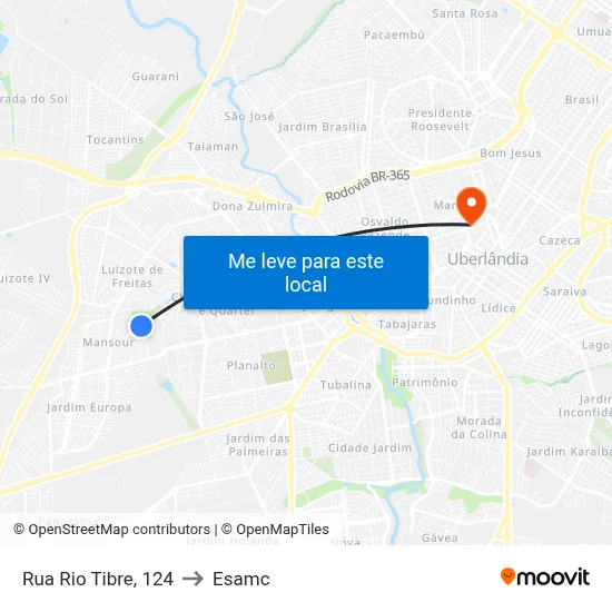 Rua Rio Tibre, 124 to Esamc map