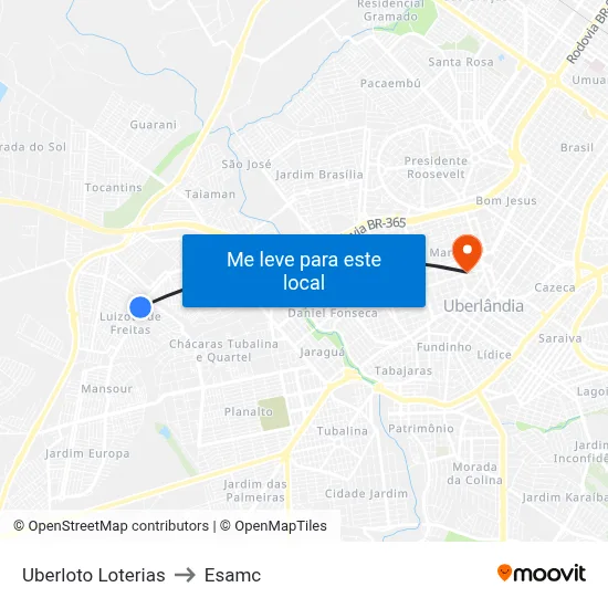 Uberloto Loterias to Esamc map