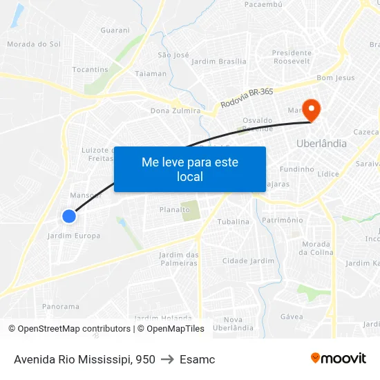 Avenida Rio Mississipi, 950 to Esamc map