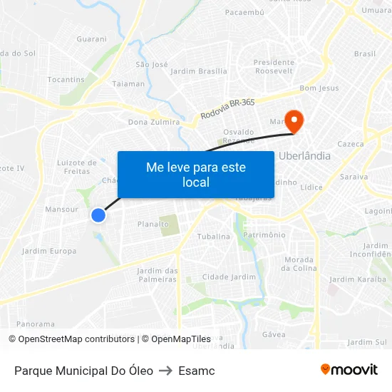 Parque Municipal Do Óleo to Esamc map