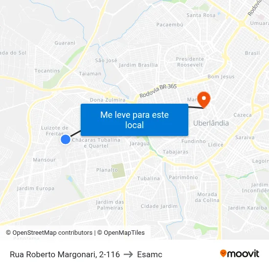 Rua Roberto Margonari, 2-116 to Esamc map