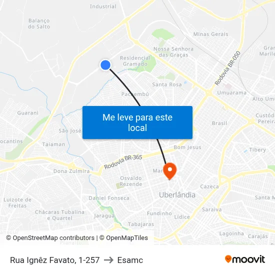 Rua Ignêz Favato, 1-257 to Esamc map