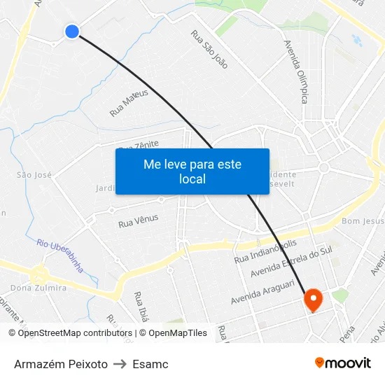 Armazém Peixoto to Esamc map