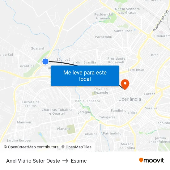Anel Viário Setor Oeste to Esamc map