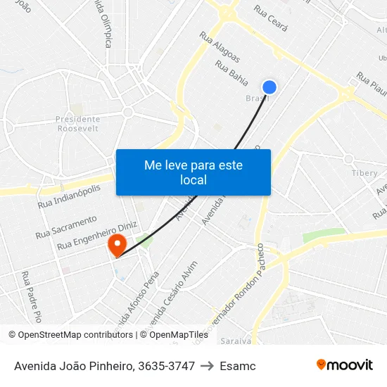 Avenida João Pinheiro, 3635-3747 to Esamc map