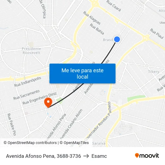 Avenida Afonso Pena, 3688-3736 to Esamc map