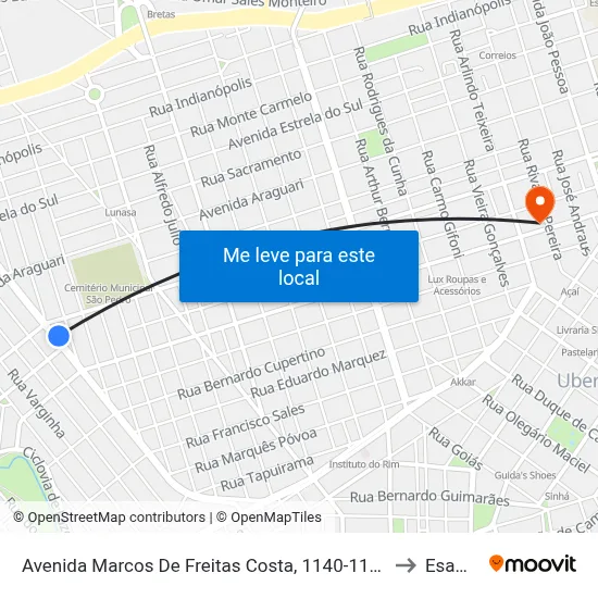 Avenida Marcos De Freitas Costa, 1140-1148 to Esamc map