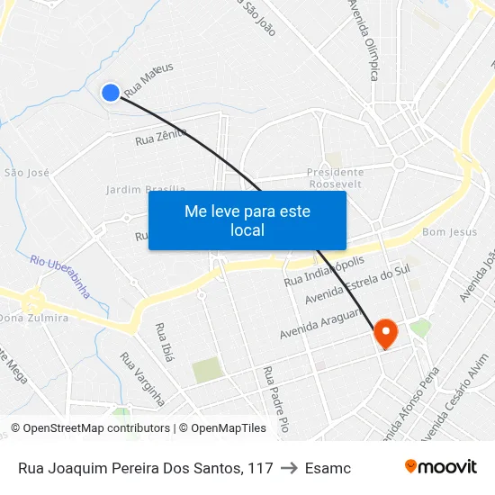 Rua Joaquim Pereira Dos Santos, 117 to Esamc map