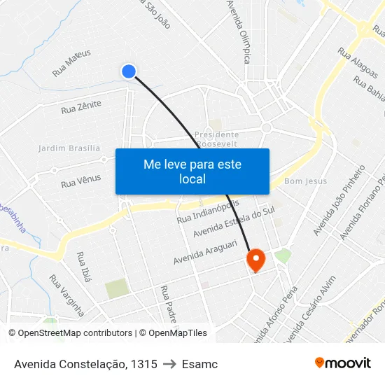 Avenida Constelação, 1315 to Esamc map