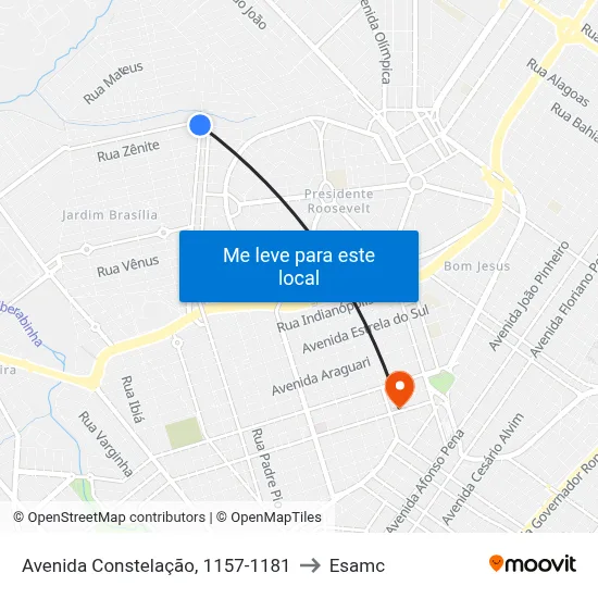 Avenida Constelação, 1157-1181 to Esamc map