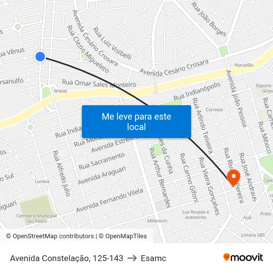 Avenida Constelação, 125-143 to Esamc map