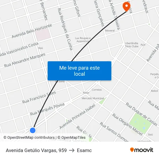 Avenida Getúlio Vargas, 959 to Esamc map