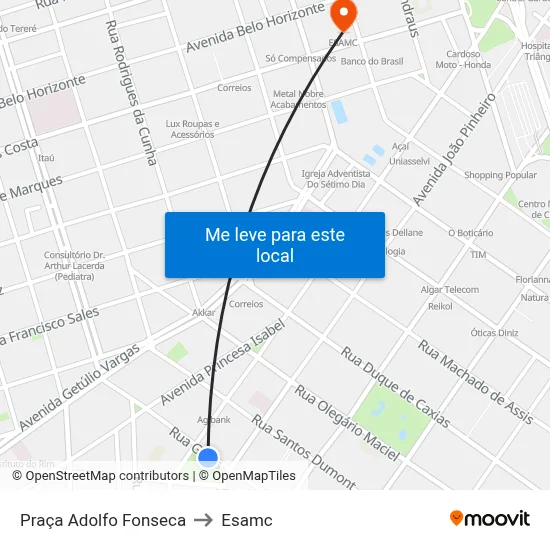 Praça Adolfo Fonseca to Esamc map